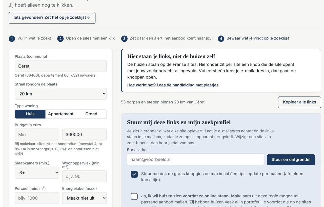 Scherm van Zoekhulp
